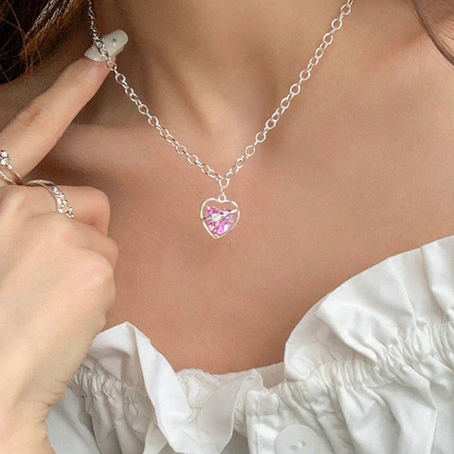 Elegant Heart Drop Necklace | Fashion Peach Heart Pendant - Image 5