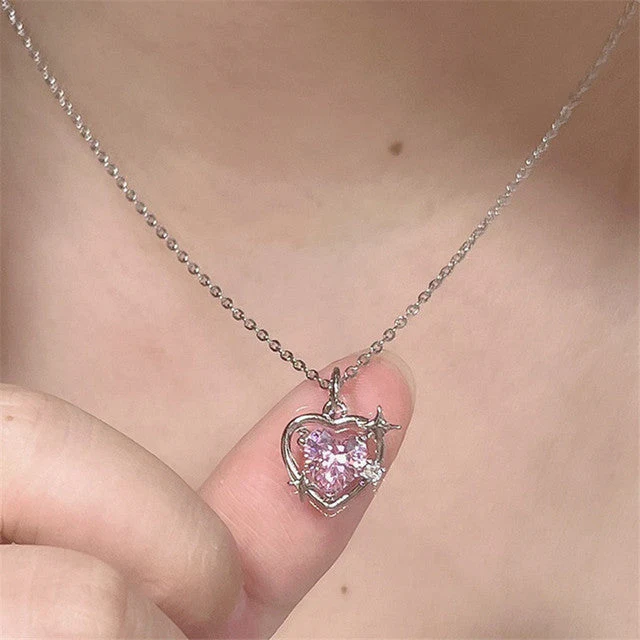 Elegant Heart Drop Necklace | Fashion Peach Heart Pendant - Image 6