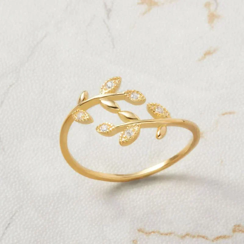 Elegant Leaf Ring | Nature-Inspired Adjustable Jewellery for Women - Image 5