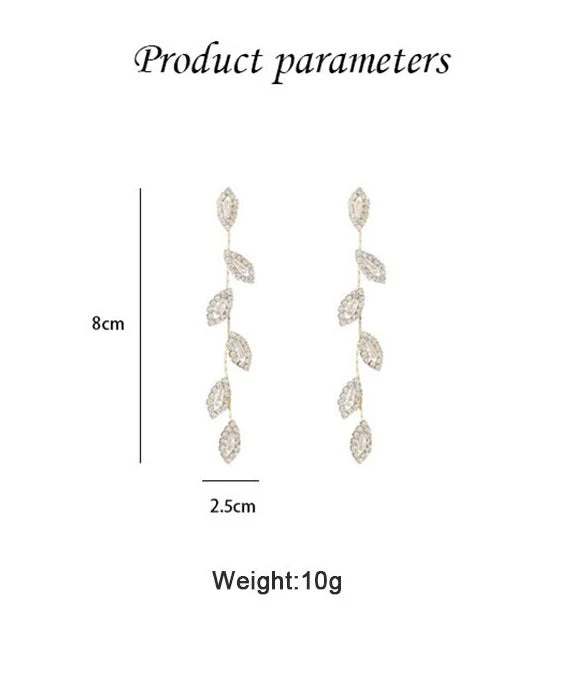Elegant Long Earrings With Delicate Golden Leaves - Image 6