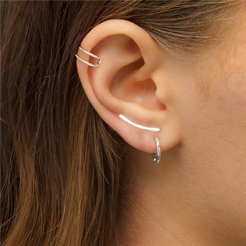 Elegant Sterling Silver Ear Cuff for Women | Smooth Long Line Design - Image 7