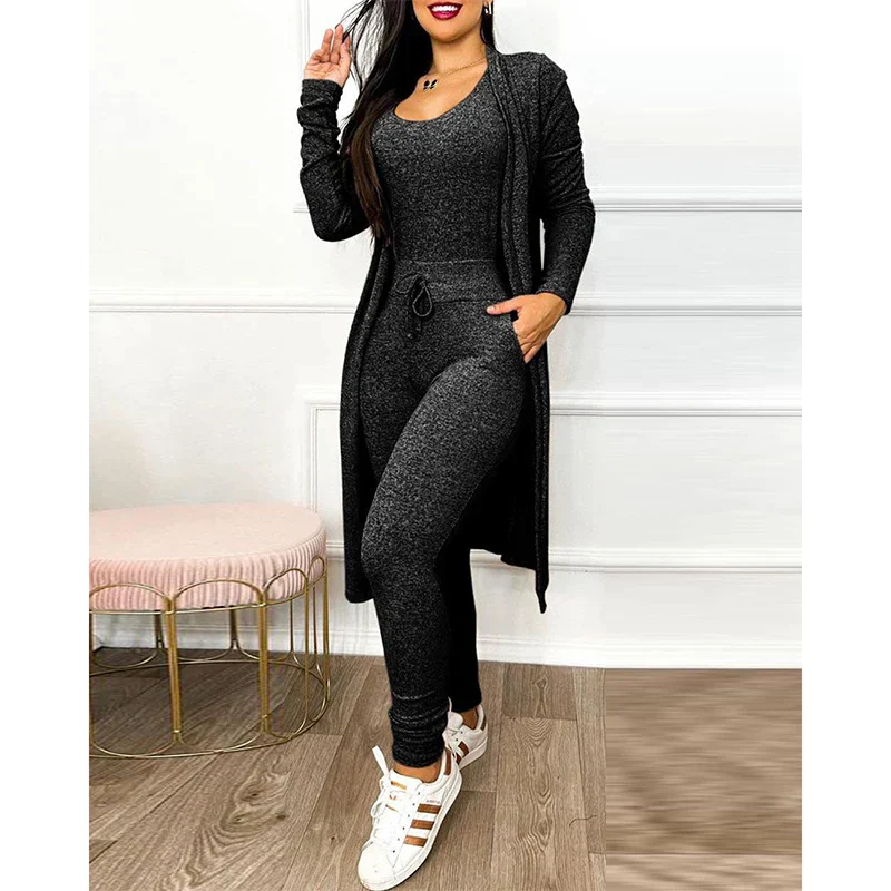 Elegant Two-Piece Jumpsuit | Fitted Leggings with Jacket - Image 5