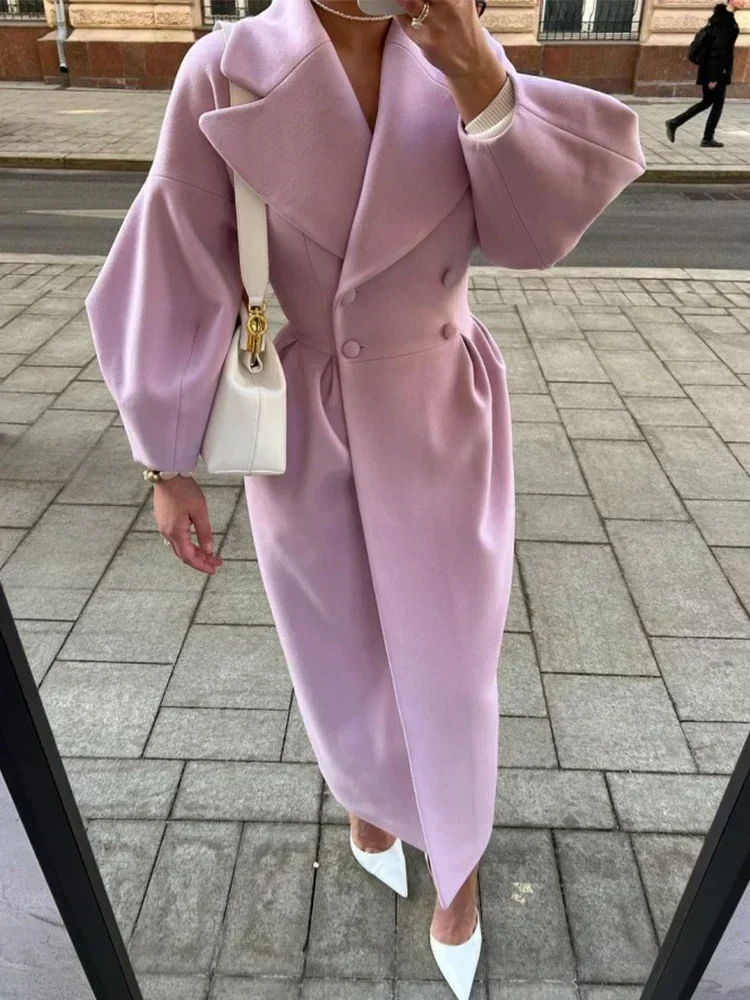 Elegant Women's Double-Breasted Wool Coat | Long Sleeves | Warm & Stylish - Image 22