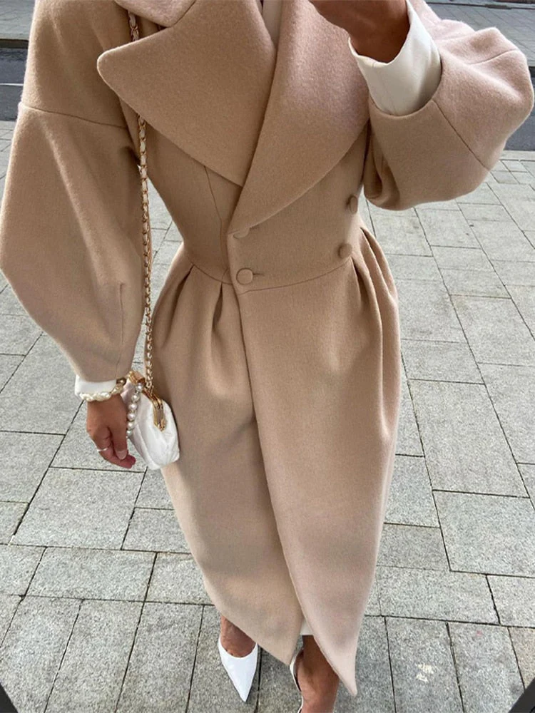 Elegant Women's Double-Breasted Wool Coat | Long Sleeves | Warm & Stylish - Image 5