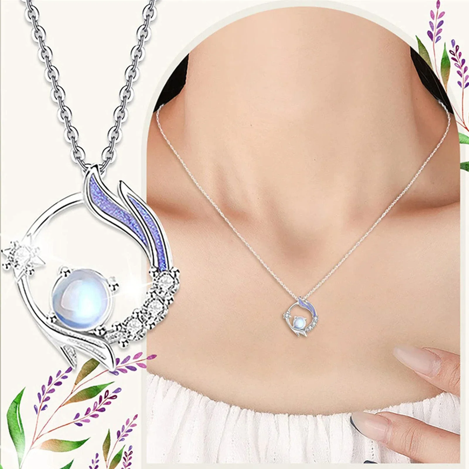 Enchanting Moonstone Silver Necklace - Image 3