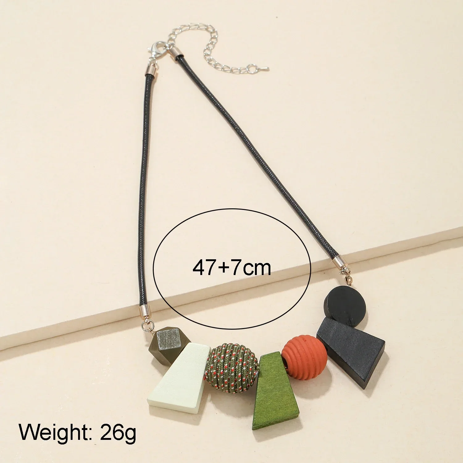 Ethnic Geometric Wooden Bead Necklace - Image 12