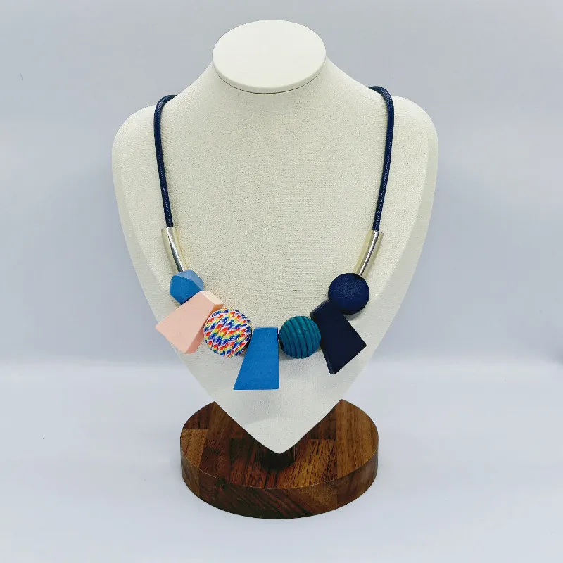 Ethnic Geometric Wooden Bead Necklace - Image 4
