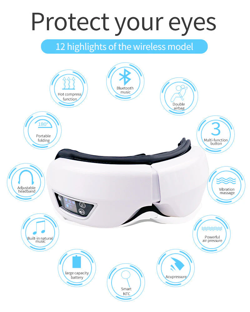EYE MASSAGE DEVICE - AIR PRESSURE, VIBRATION & WARM COMPRESSION WITH BLUETOOTH MUSIC - Image 17