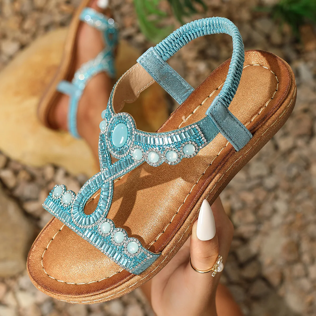 Fashionable women's sandals with rhinestones and glitter – summer shoes for parties and leisure. - Image 9