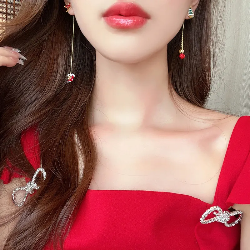 Festive Santa Tassel Earrings | Long Christmas Dangle Jewellery - Image 5