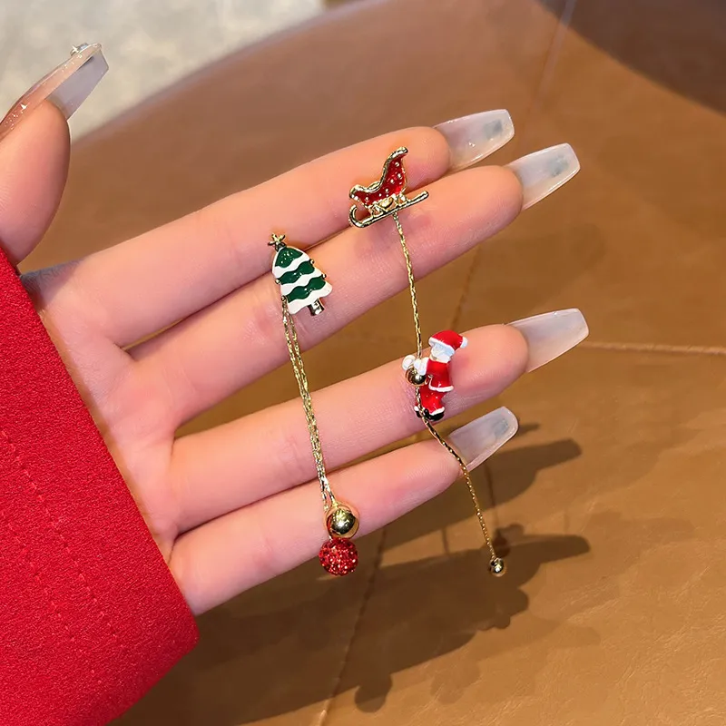 Festive Santa Tassel Earrings | Long Christmas Dangle Jewellery - Image 8
