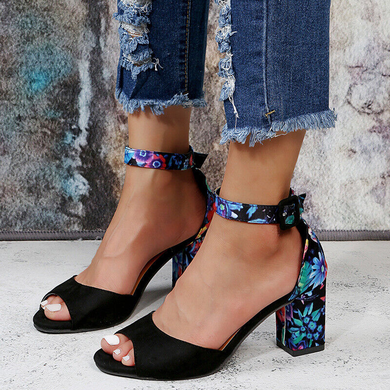 Floral High Heels with Ankle Straps - Marcella - Image 2