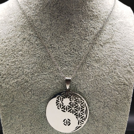 Flower Necklace | Stainless Steel Life Flower Pendant - Image 2