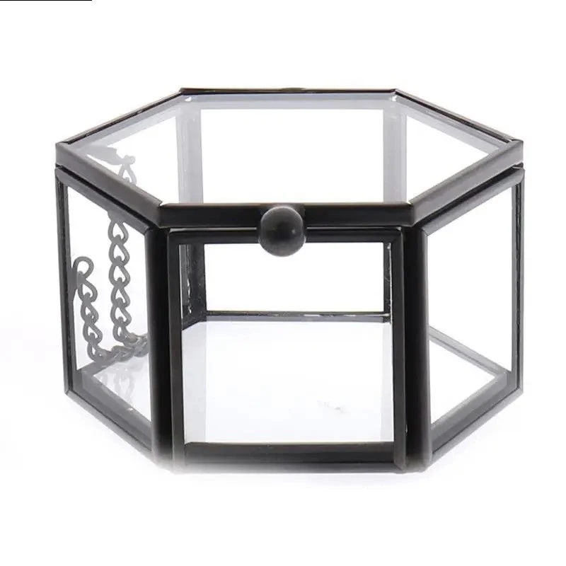 Geometric Clear Glass Jewellery Box | Modern Storage Solution - Image 2