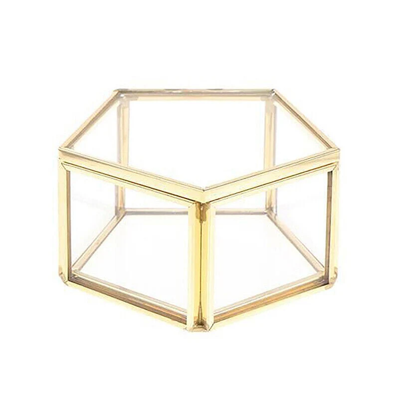 Geometric Clear Glass Jewellery Box | Modern Storage Solution - Image 3