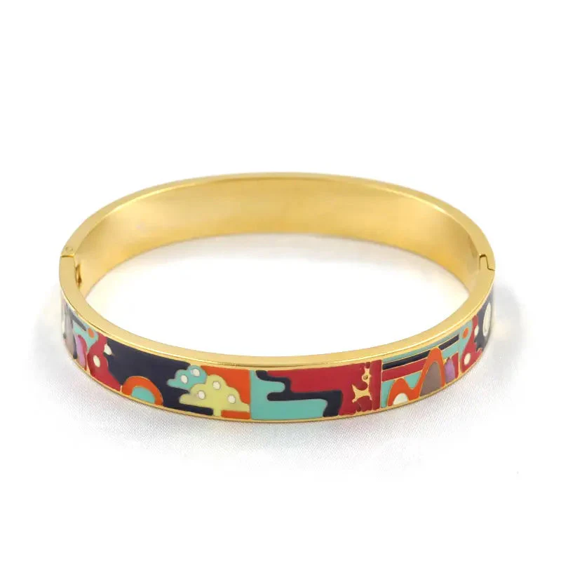 Gold Charm Geode Bracelet | Elegant Women’s Cuff Jewellery - Image 4