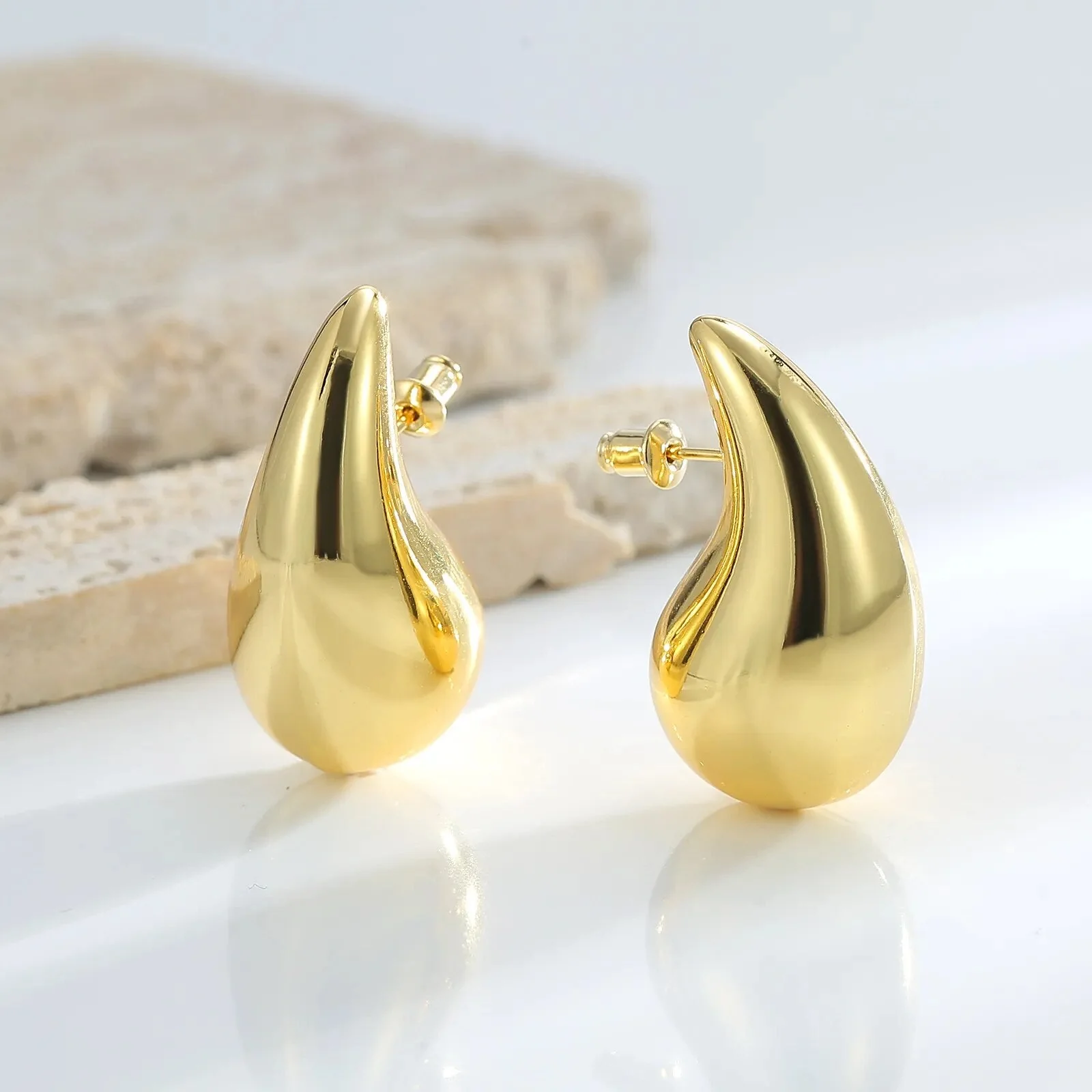 Gold Coloured Drop Earrings | Sparkling Crystals - Image 4