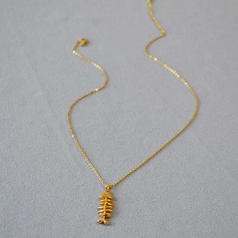 Gold Fishbone Necklace - Noelle - Image 3
