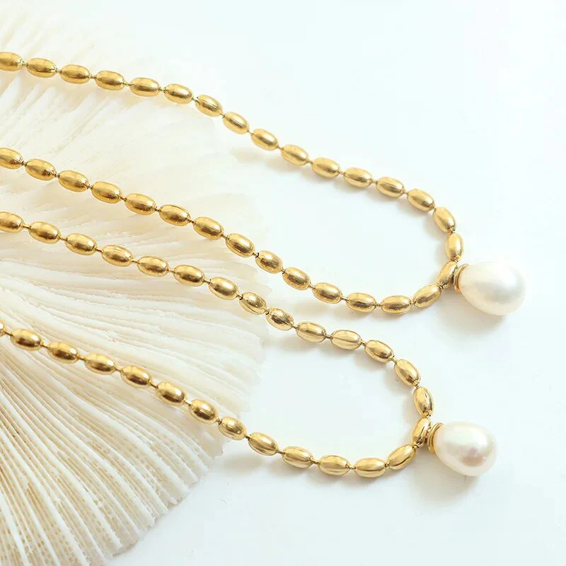 Gold Pearl Necklace | Elegant Beaded Jewellery - Image 4
