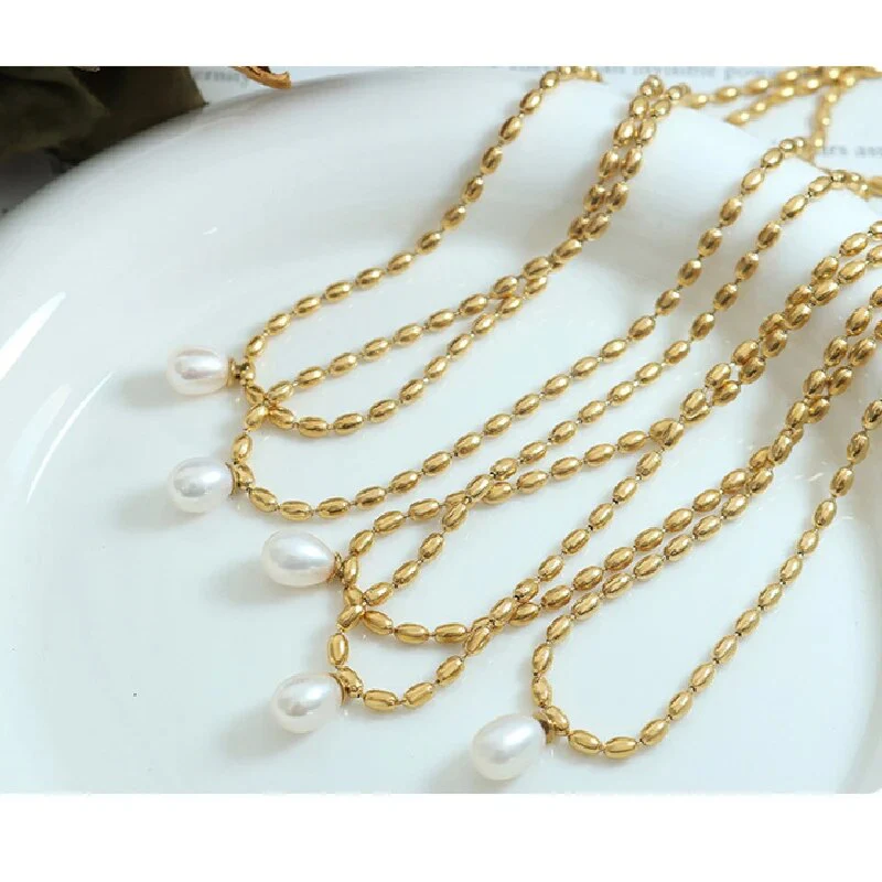 Gold Pearl Necklace | Elegant Beaded Jewellery - Image 5