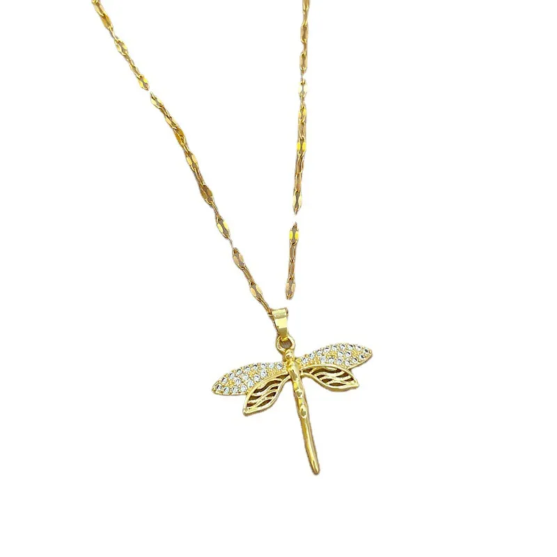 Golden Dragonfly Necklace | Delicate Jewellery for Women - Image 2