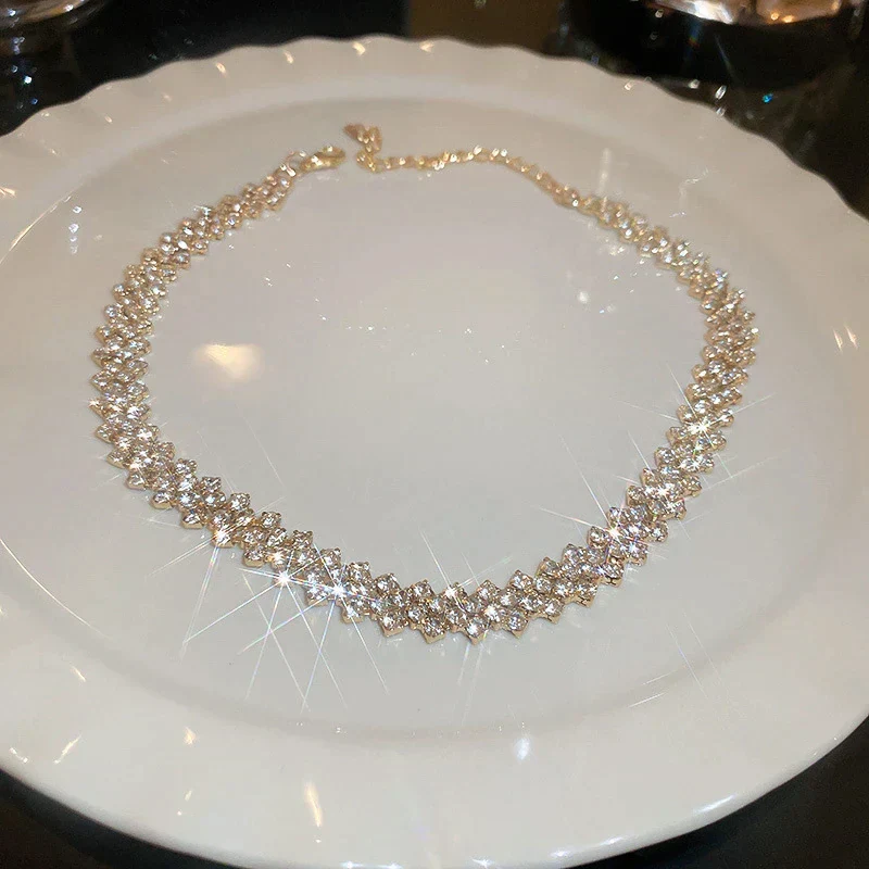 Golden Gala Rhinestone Geometric Necklace - Image 2