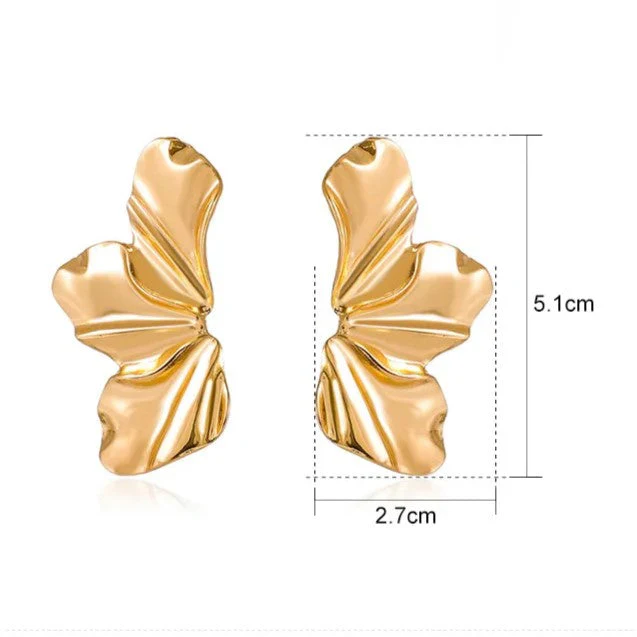 Golden Petal Stud Earrings | Elegant Floral Design - Image 10