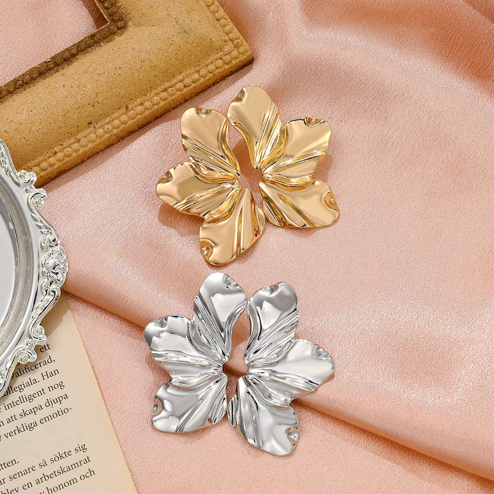 Golden Petal Stud Earrings | Elegant Floral Design - Image 8