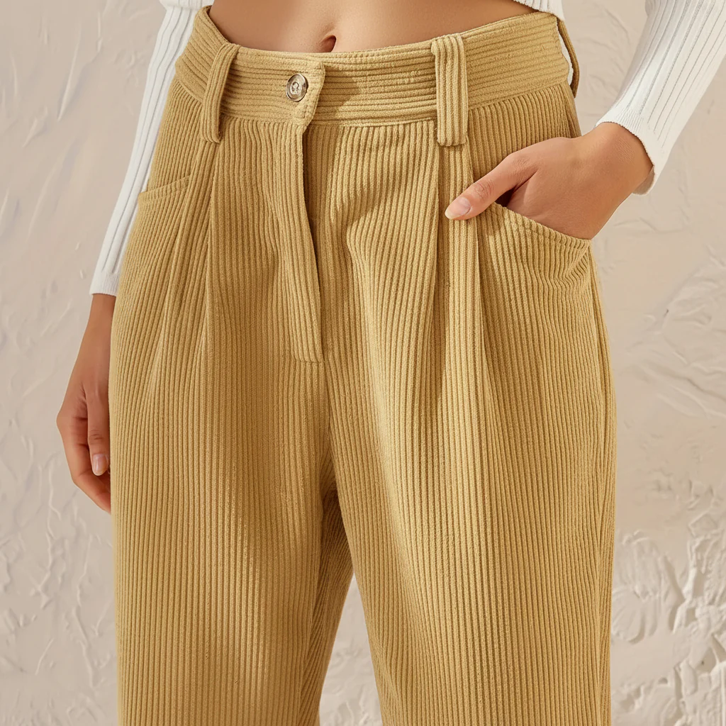 High-waisted cord trousers - Marie - Image 3