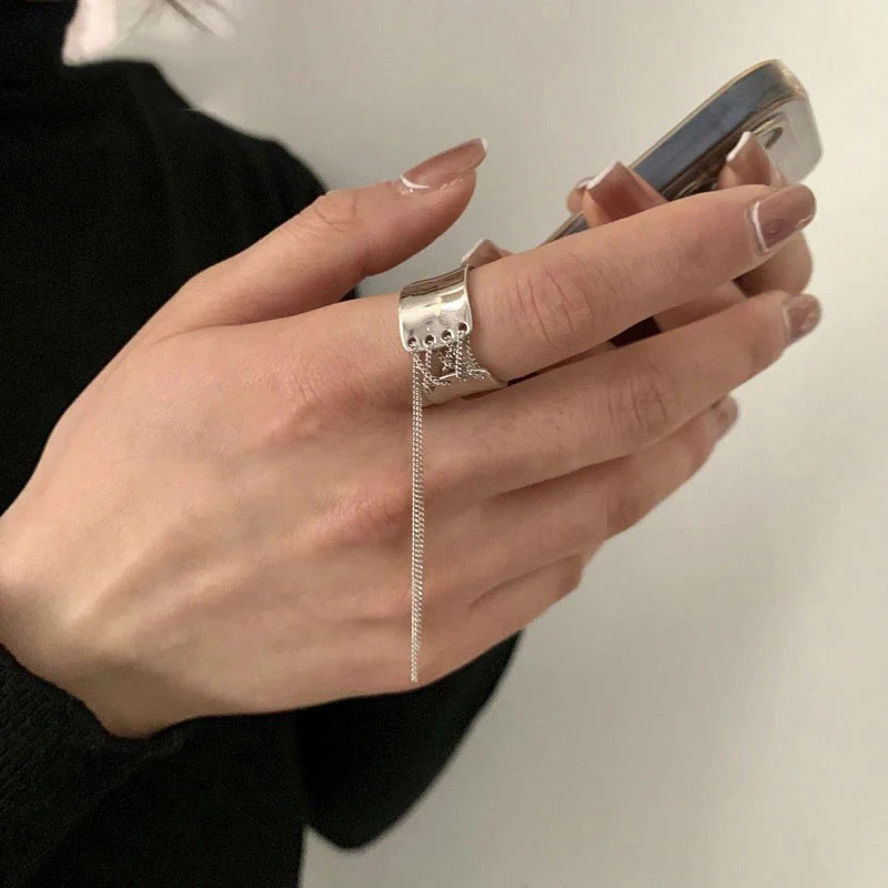 Hip Hop Silver Party Ring | Tassel Sparkler - Image 4