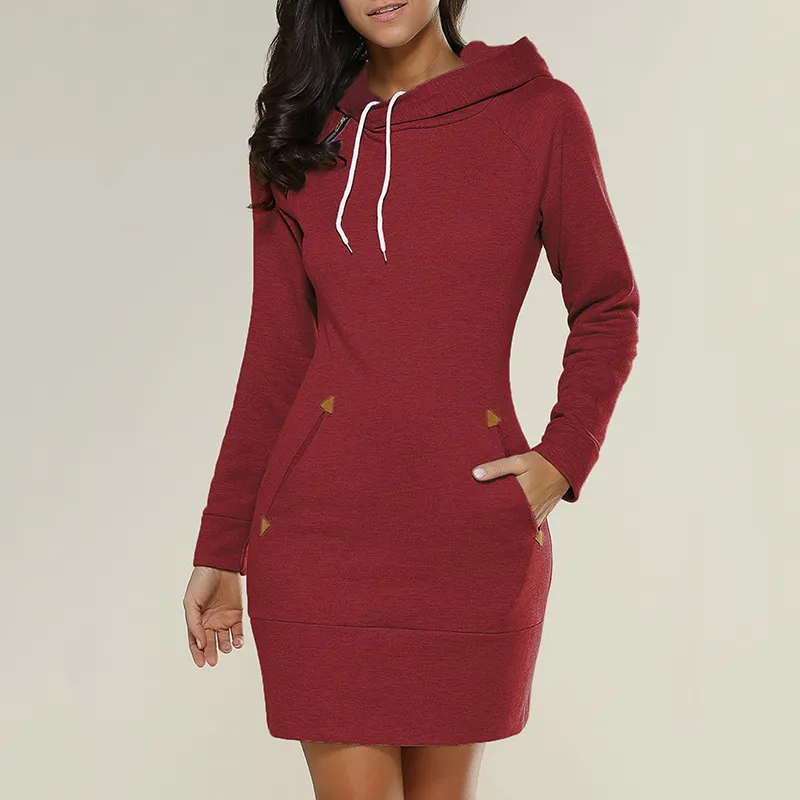 Hooded sweatshirt dress with pockets – Isabella - Image 12