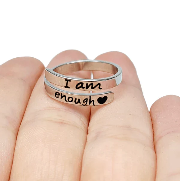 Inspirational Sterling Silver Ring | Engraved "I Am Enough" - Image 2