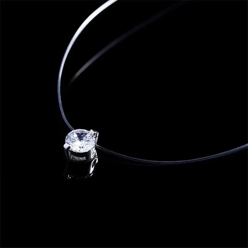 Invisible Fishline Zircon Necklace | Delicate & Elegant Jewellery - Image 3