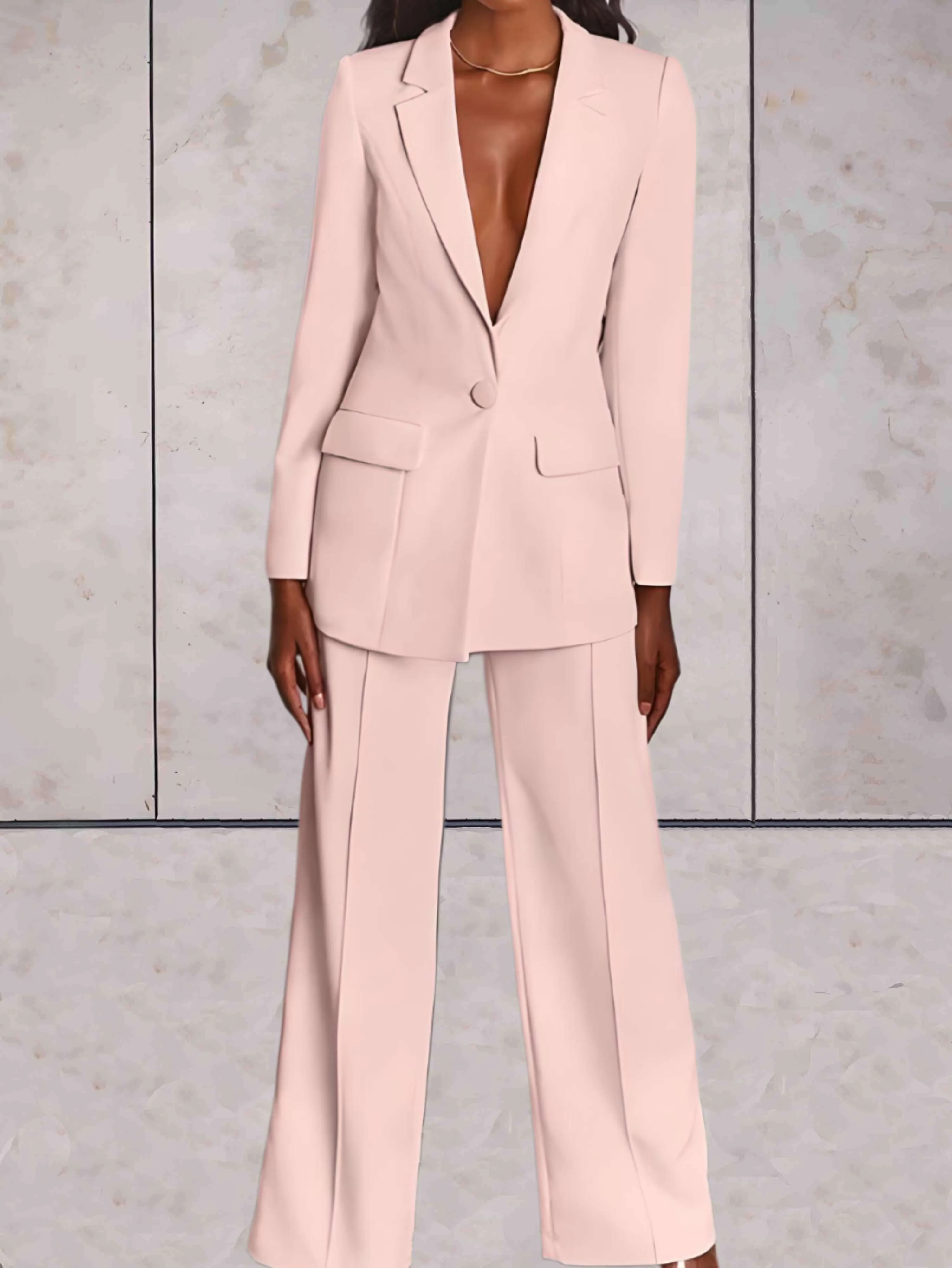 Ladies' business two-piece set with blazer & wide-leg trousers – Emilia - Image 2