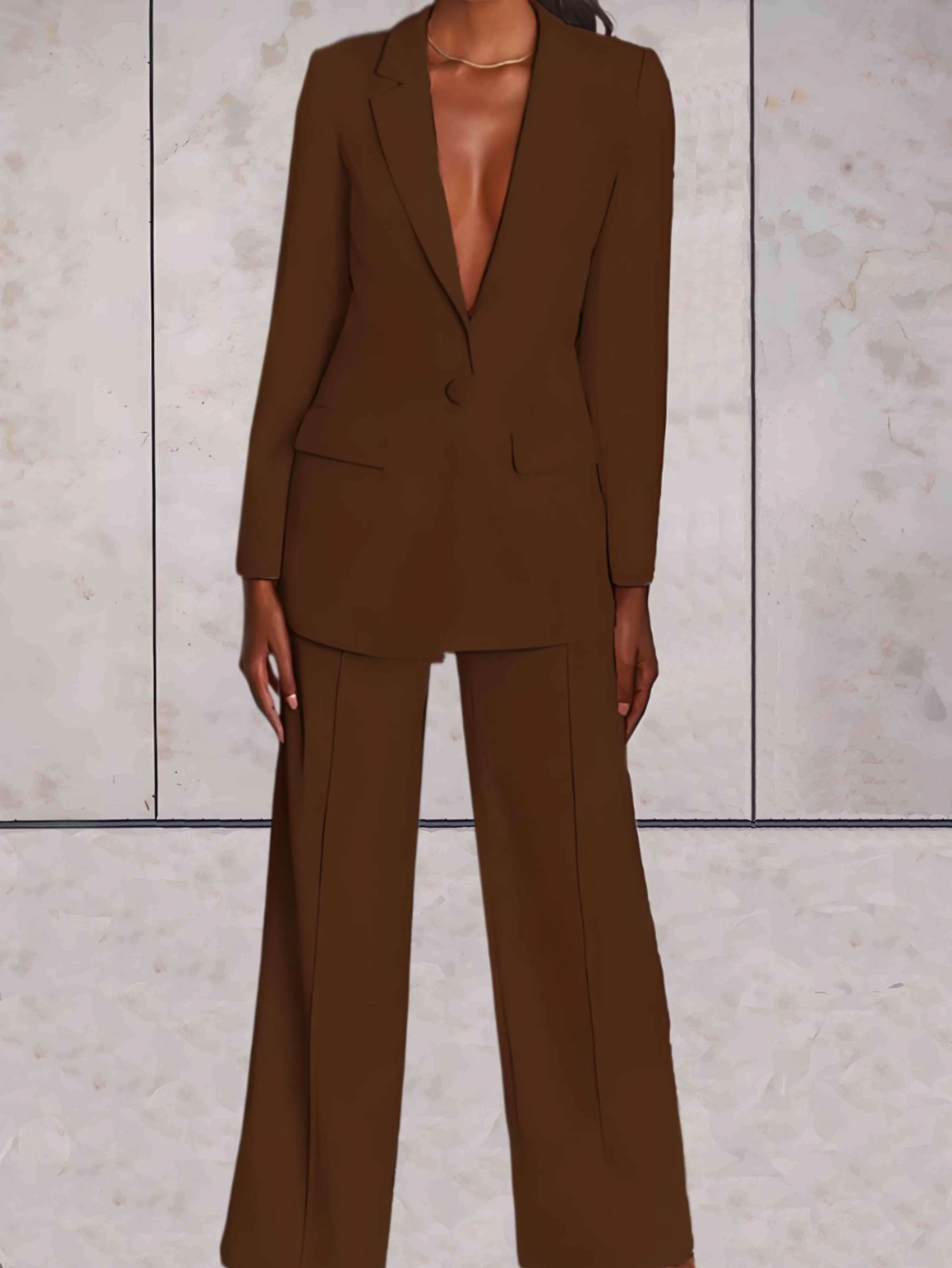 Ladies' business two-piece set with blazer & wide-leg trousers – Emilia - Image 4