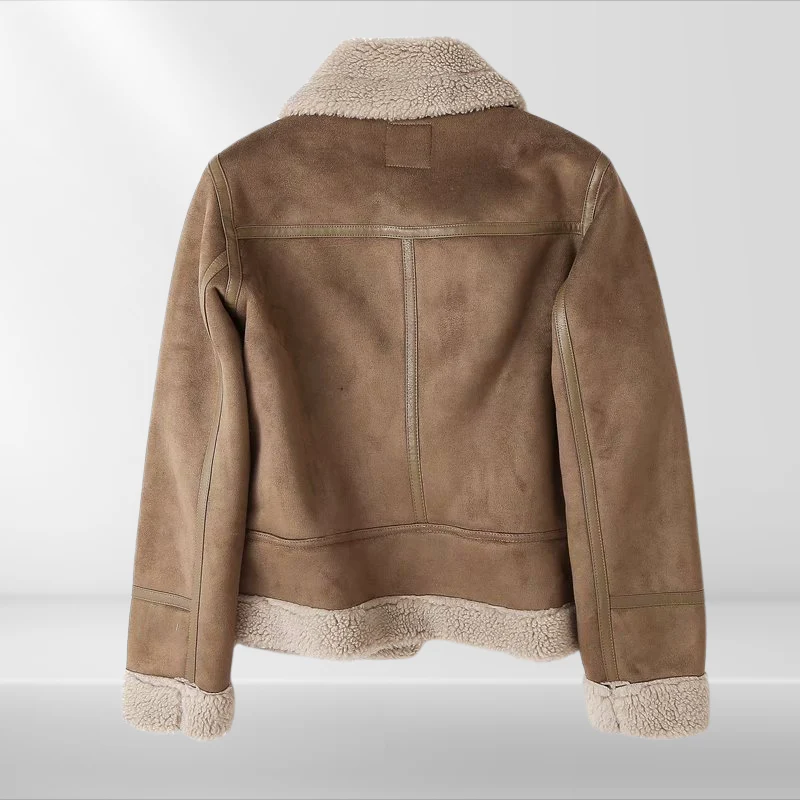 Ladies' Fleece Sherpa Bomber Jacket with Zip – Amira - Image 3