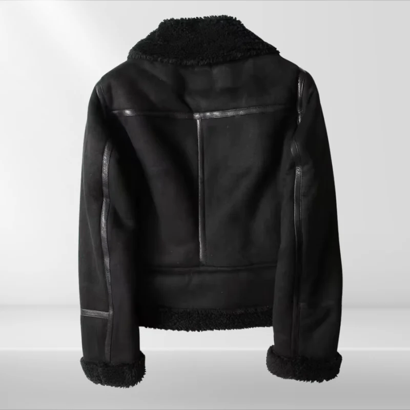 Ladies' Fleece Sherpa Bomber Jacket with Zip – Amira - Image 5