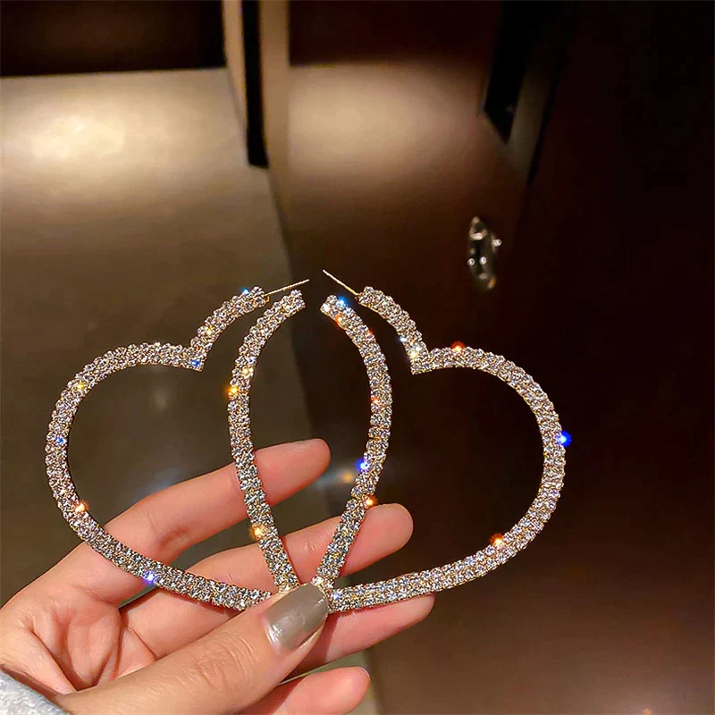 Large Crystal Heart Earrings | Sparkle with Style - Image 2