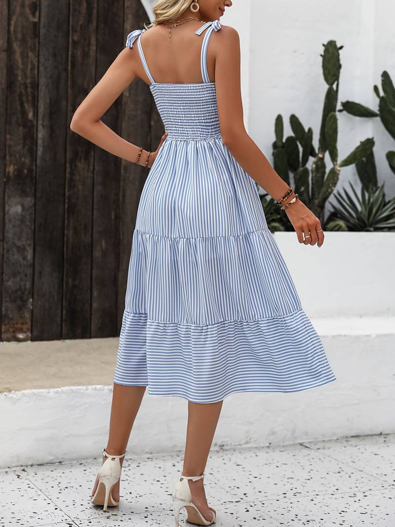 Light & Striped Summer Dress with Adjustable Straps – Amira - Image 4