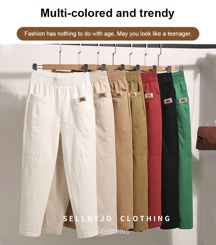 Light summer trousers made of cotton with stretch waistband – Linnea - Image 7