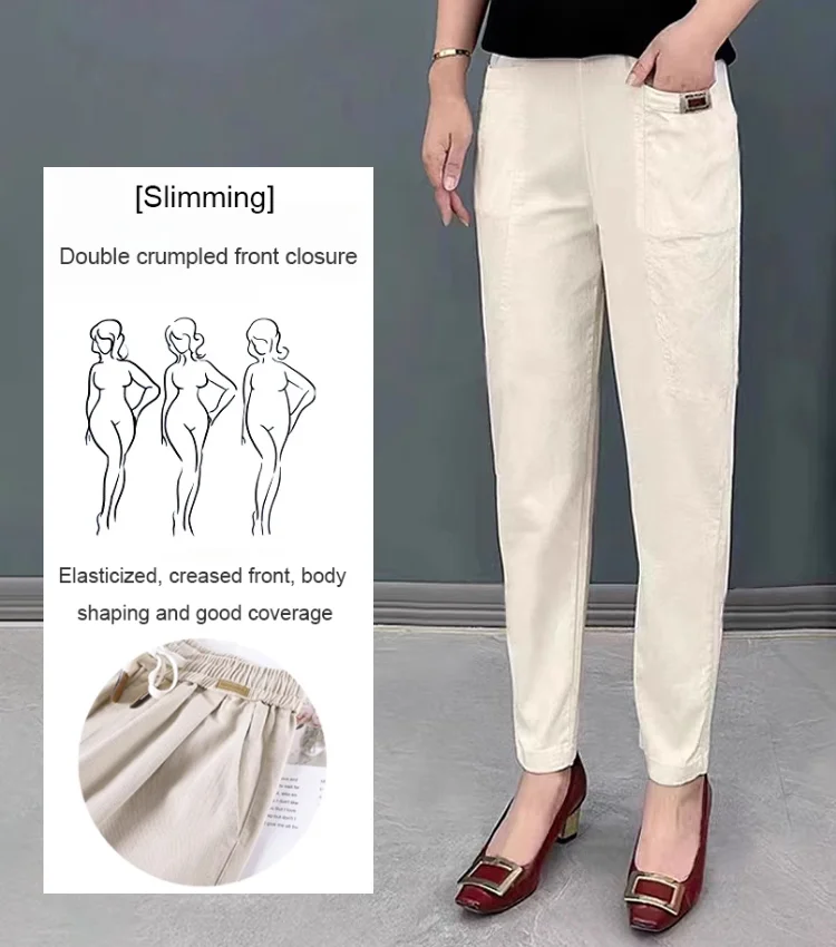 Light summer trousers made of cotton with stretch waistband – Linnea - Image 9
