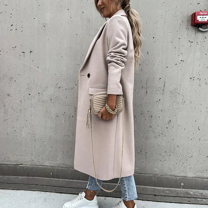 Long women's coat with button placket – Helena - Image 13