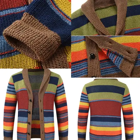Men's knit cardigan with colour block and geometric pattern – Leandro - Image 9
