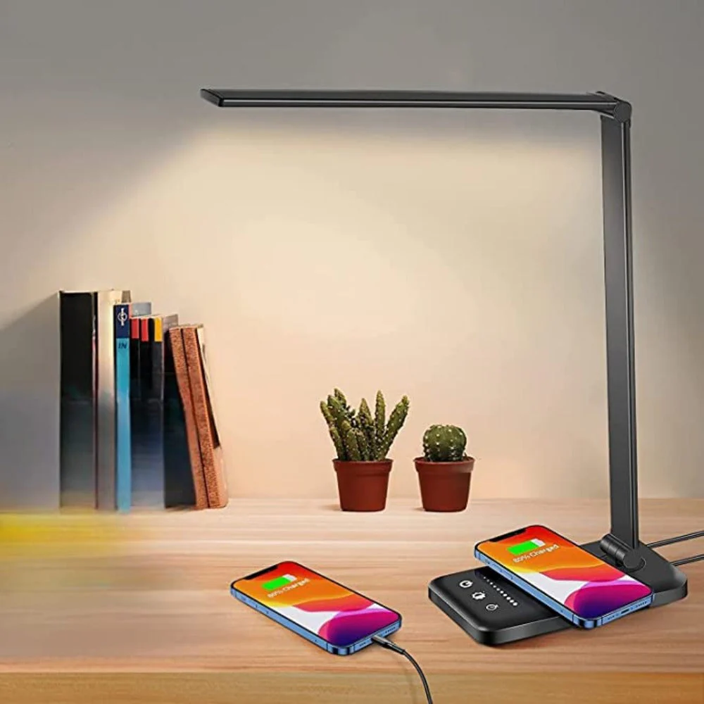 Modern Adjustable LED Desk Lamp with USB Charging Port - BrightEase - Image 2