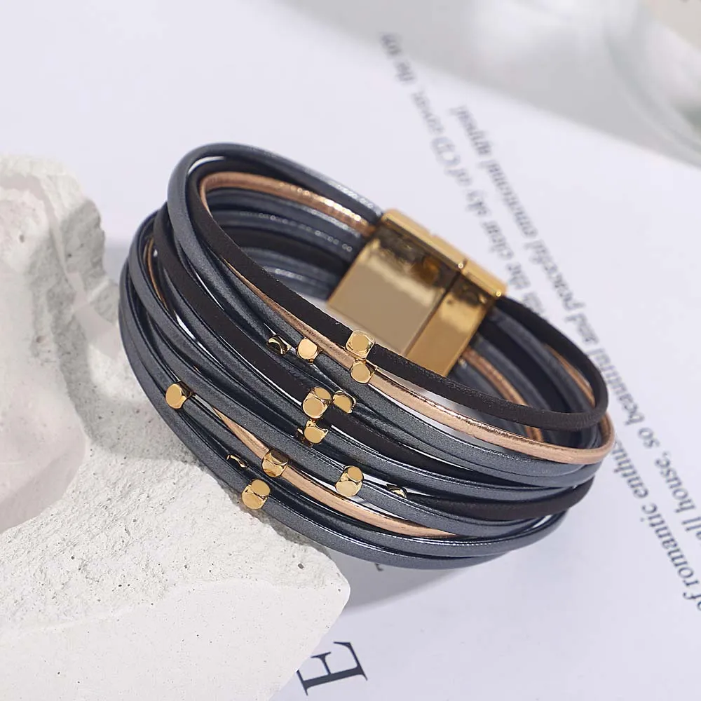 Multi-Layer Tri-Colour Wrap Bracelet | Stylish Women's Jewellery - Image 2