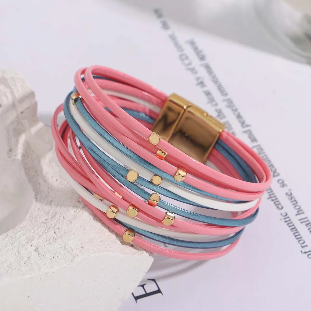 Multi-Layer Tri-Colour Wrap Bracelet | Stylish Women's Jewellery - Image 3