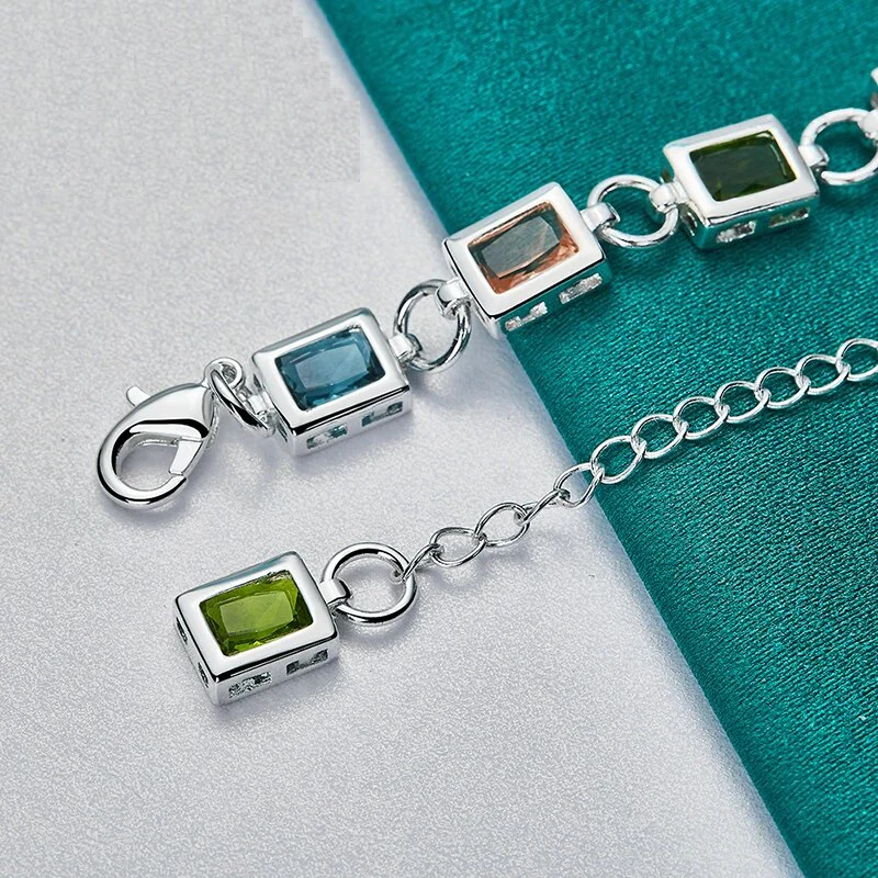 Multicolour Zircon Silver Bracelet | Elegant Women's Jewellery - Image 4