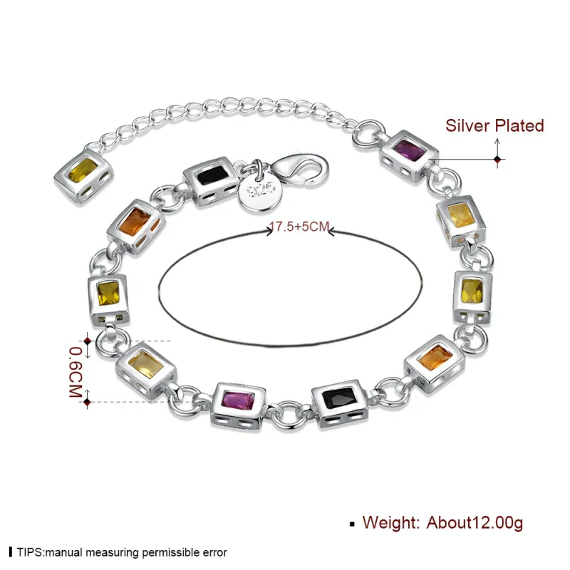 Multicolour Zircon Silver Bracelet | Elegant Women's Jewellery - Image 7