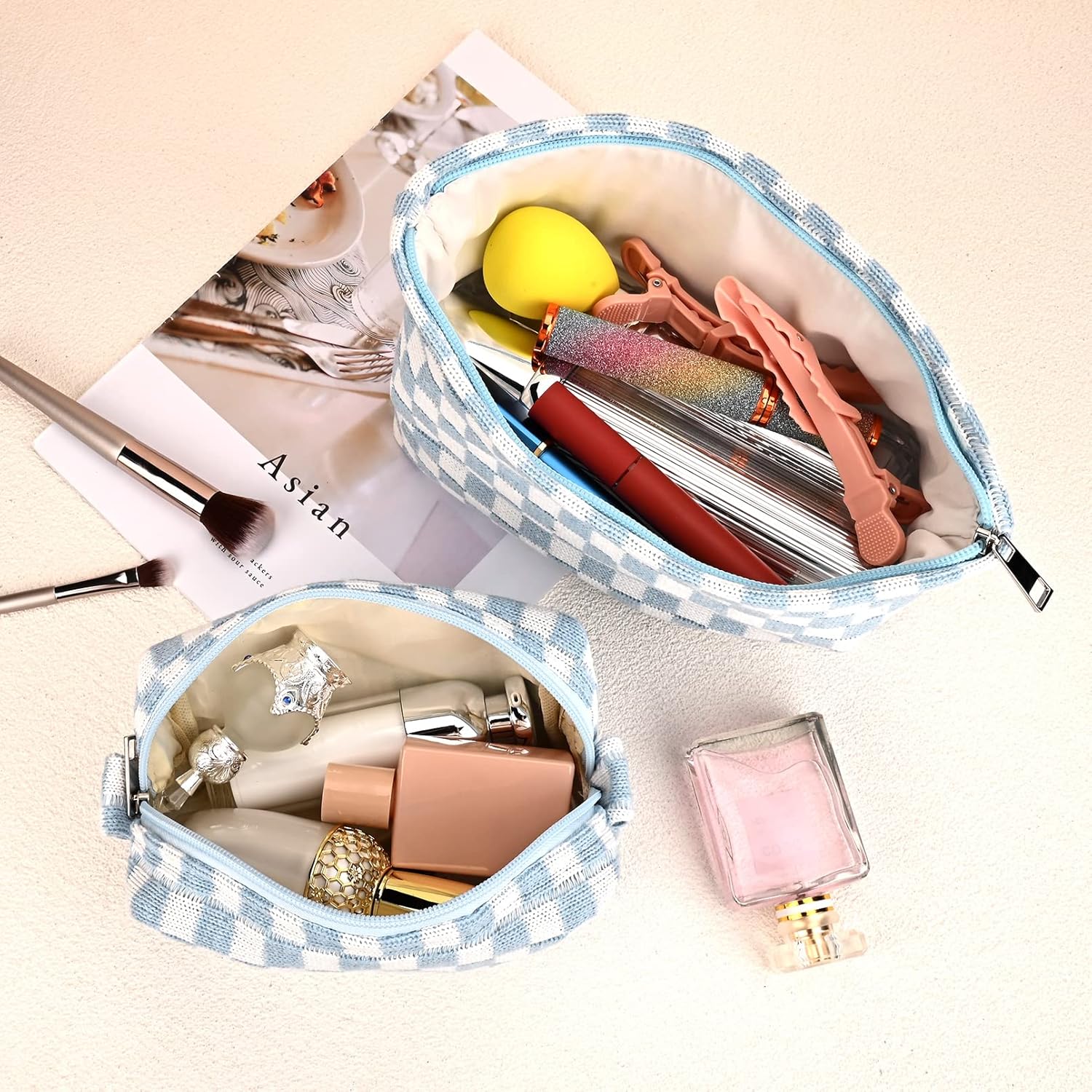 Must-Have Checked Make-up Bag Set - Image 11