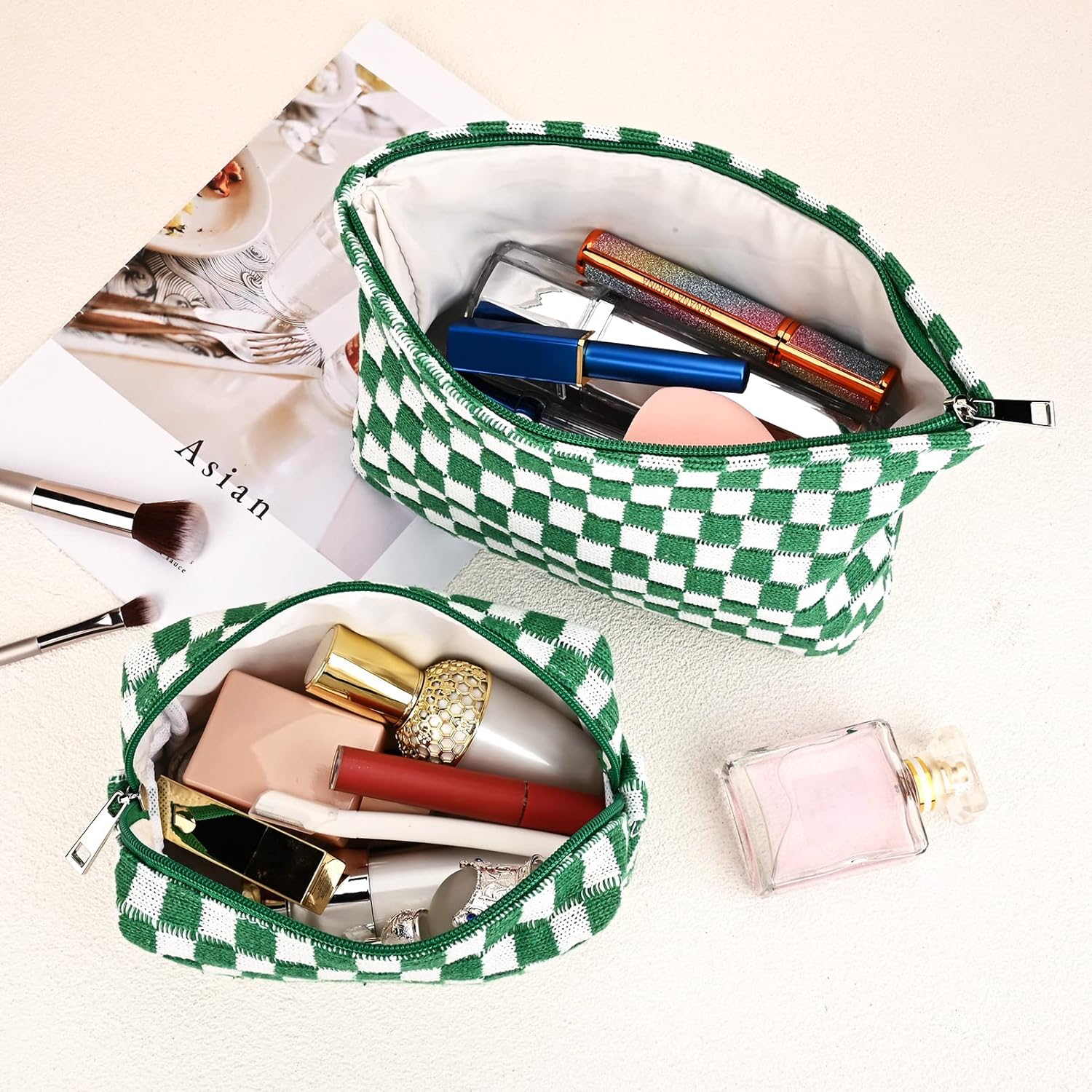 Must-Have Checked Make-up Bag Set - Image 26